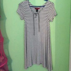 Grey and white striped tshirt dress